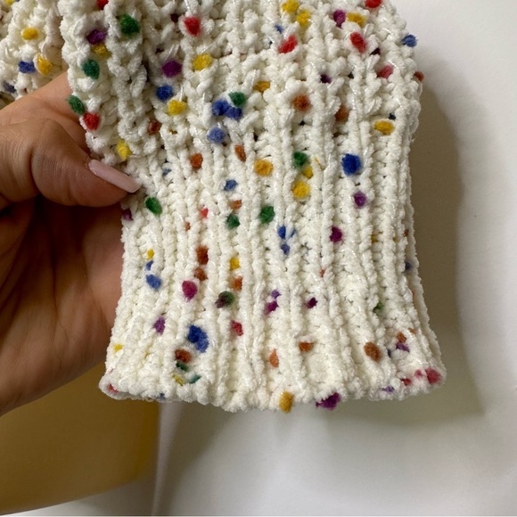 I.N. San Francisco White V-neck with Multicolor Specks size M - Picture 5 of 8